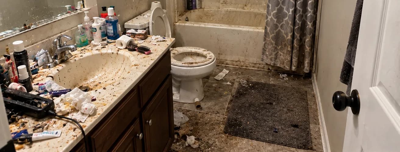 Before and after deep cleaning a bathroom in a Harrisburg PA home
