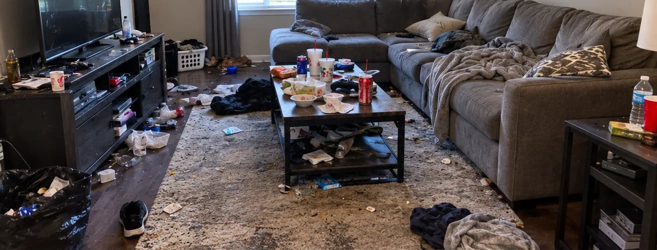 Before and after deep cleaning a living room in a Harrisburg PA home